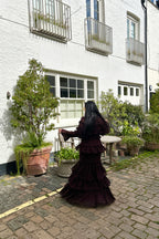 Brown Frilled Georgette Maxi dress