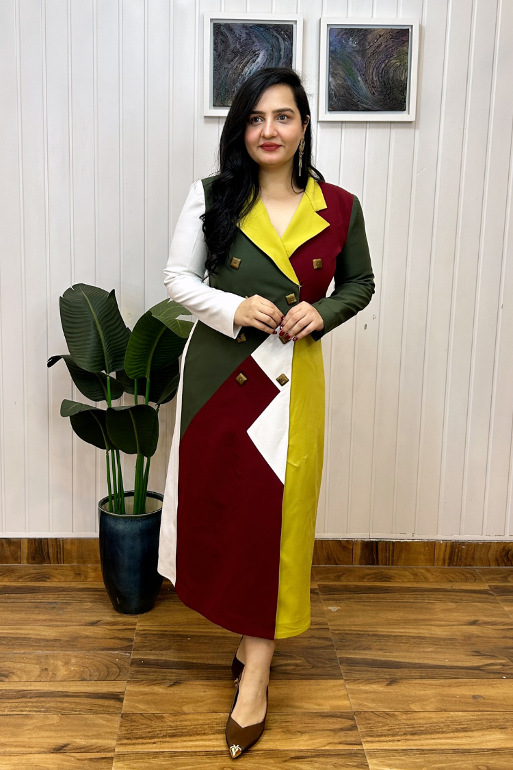 Multicolored coat dress