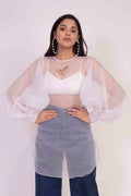 White Organza Top with Sequins Bralette