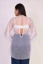 White Organza Top with Sequins Bralette