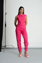 Hot Pink Imported Crepe Jumpsuit