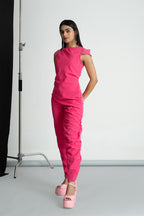 Hot Pink Imported Crepe Jumpsuit