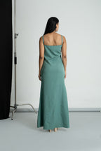 Green 3D Flower Long Dresss