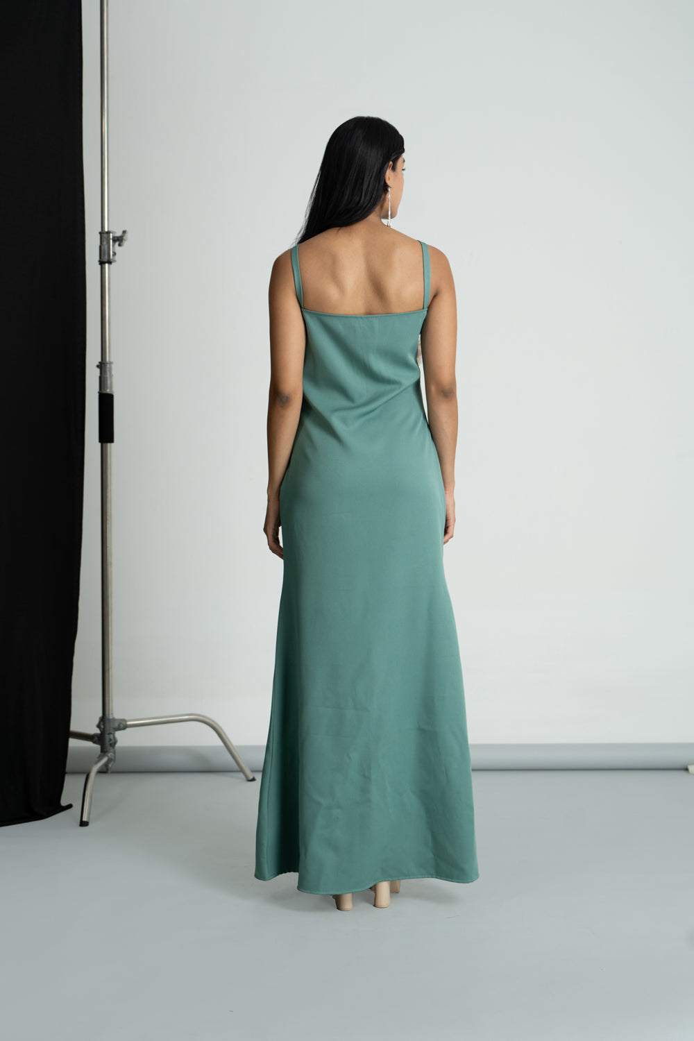 Green 3D Flower Long Dresss