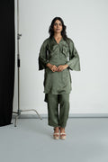 Olive Satin Co-ord Set