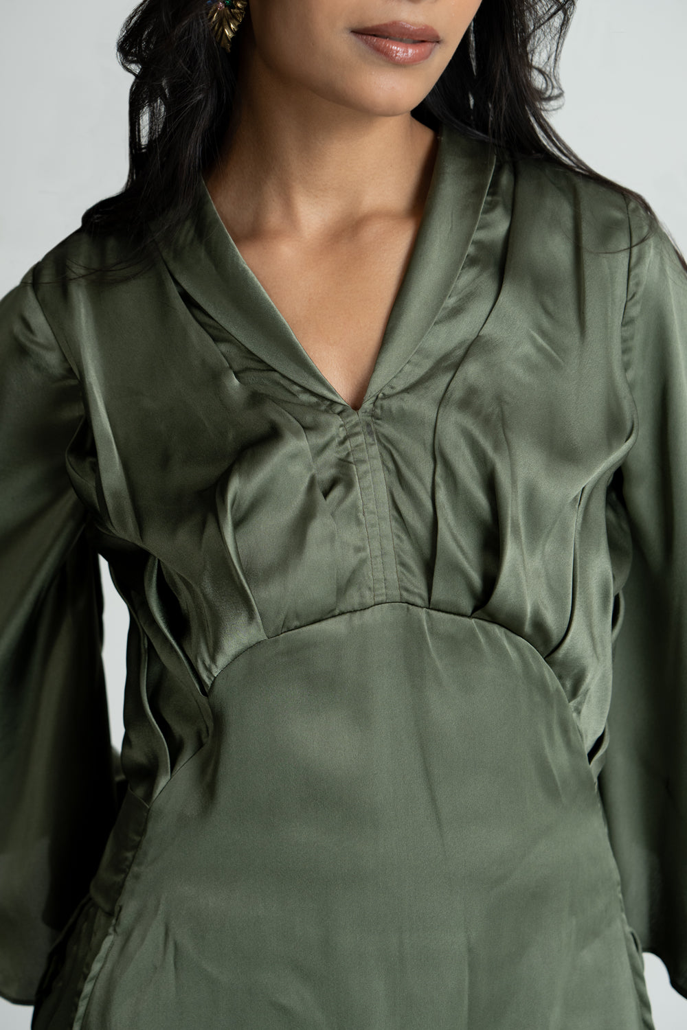 Olive Satin Co-ord Set