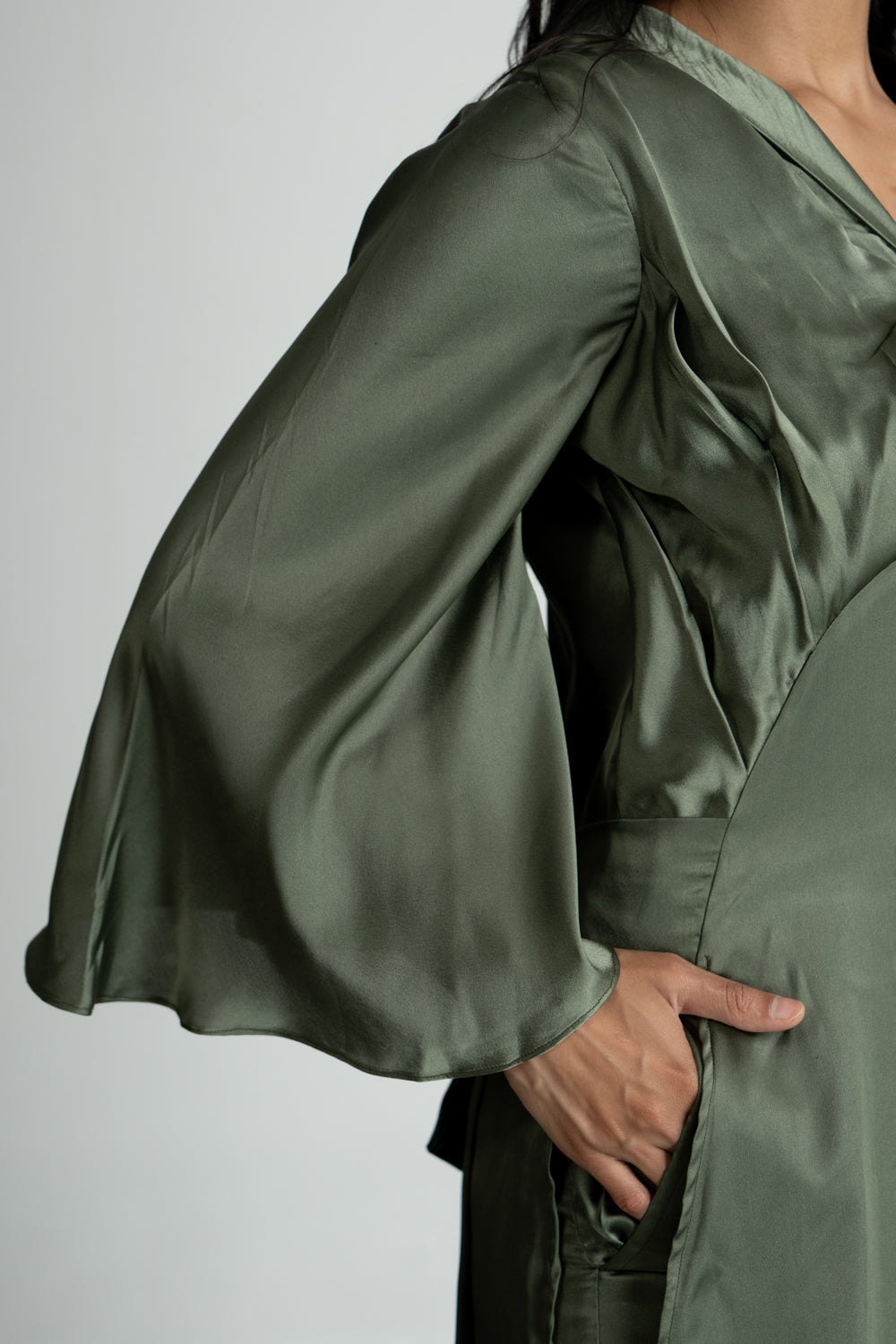 Olive Satin Co-ord Set