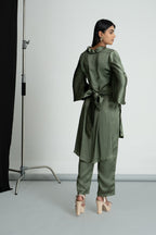 Olive Satin Co-ord Set