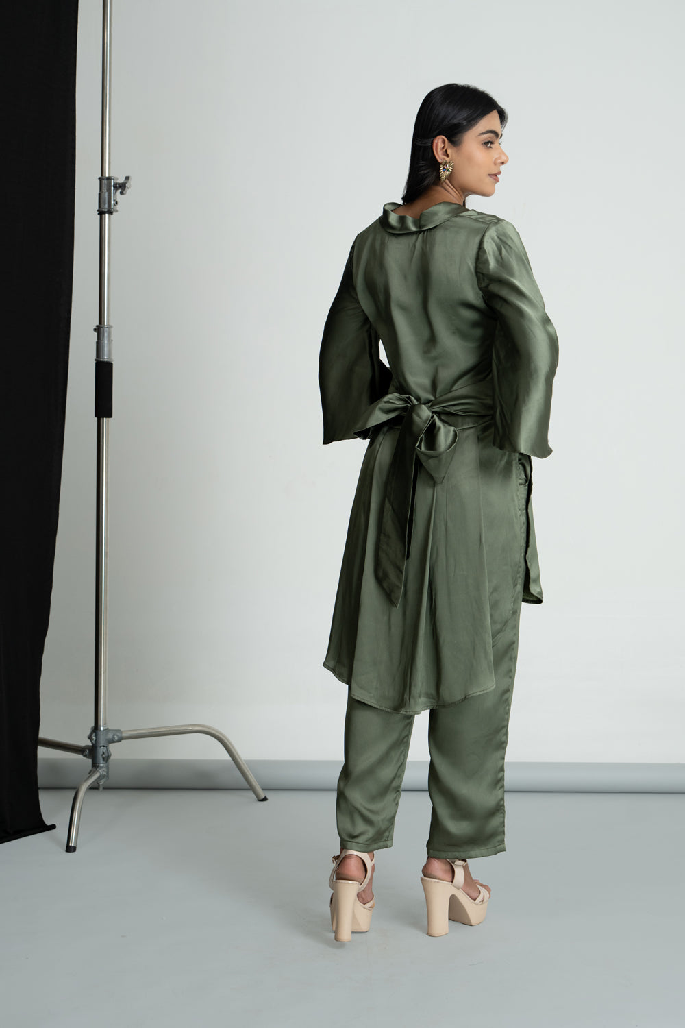 Olive Satin Co-ord Set
