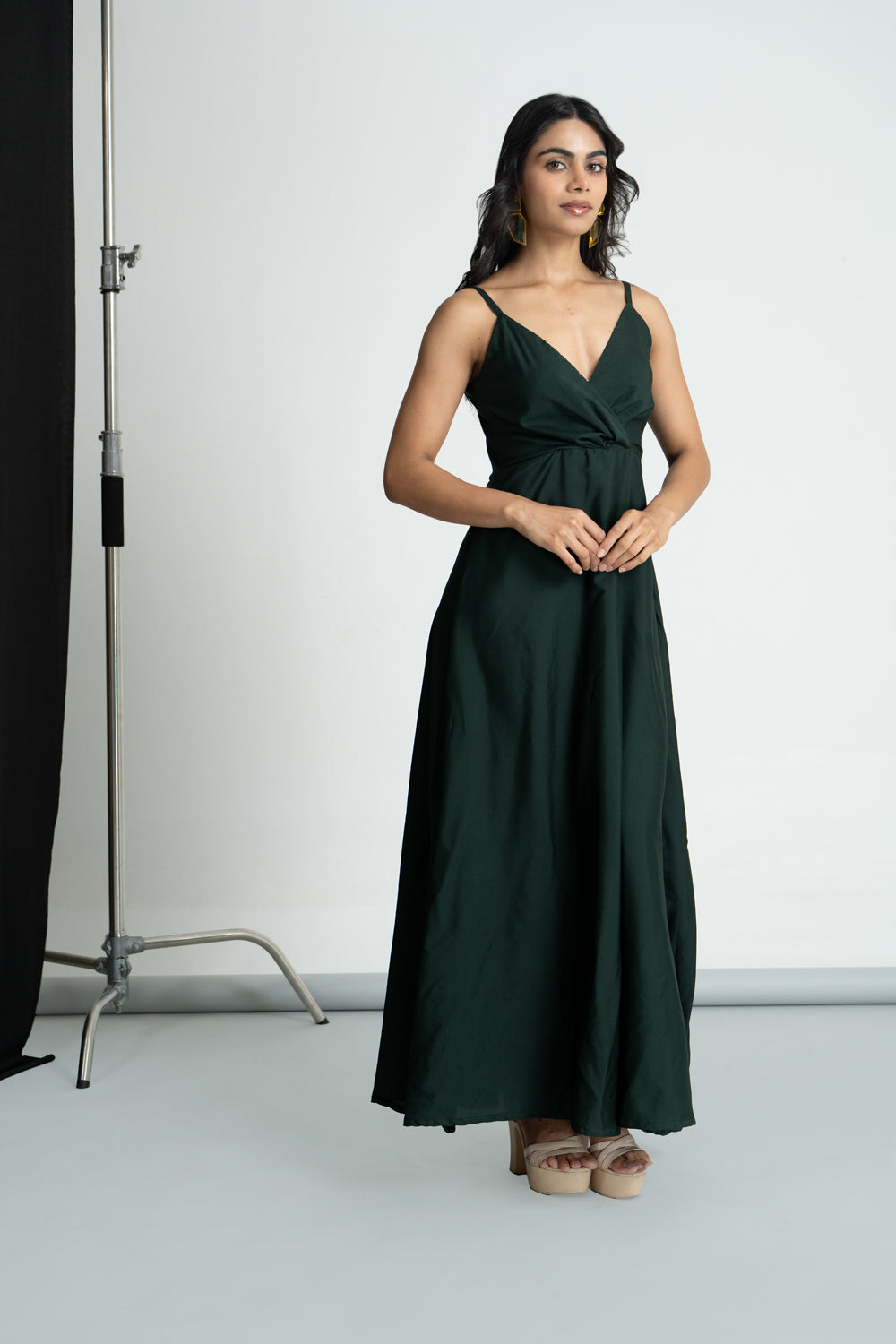 Bottle Green Wrap Dress