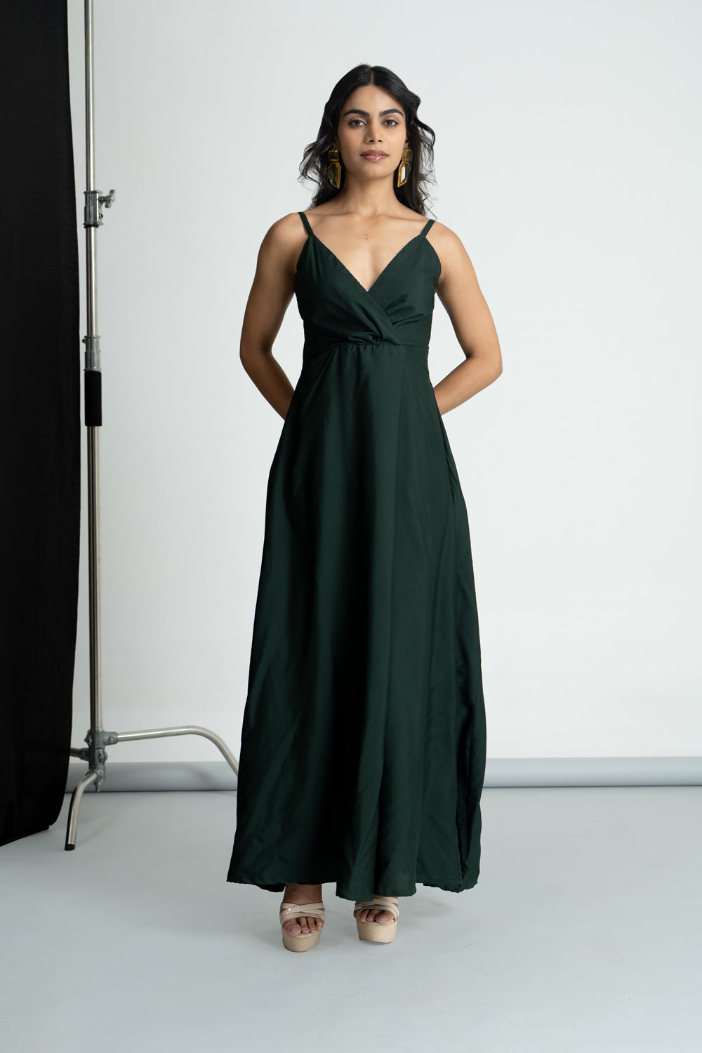 Bottle Green Wrap Dress