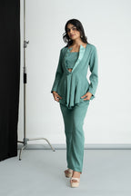 Mint Peplum Pleated Set
