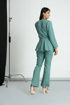 Mint Peplum Pleated Set