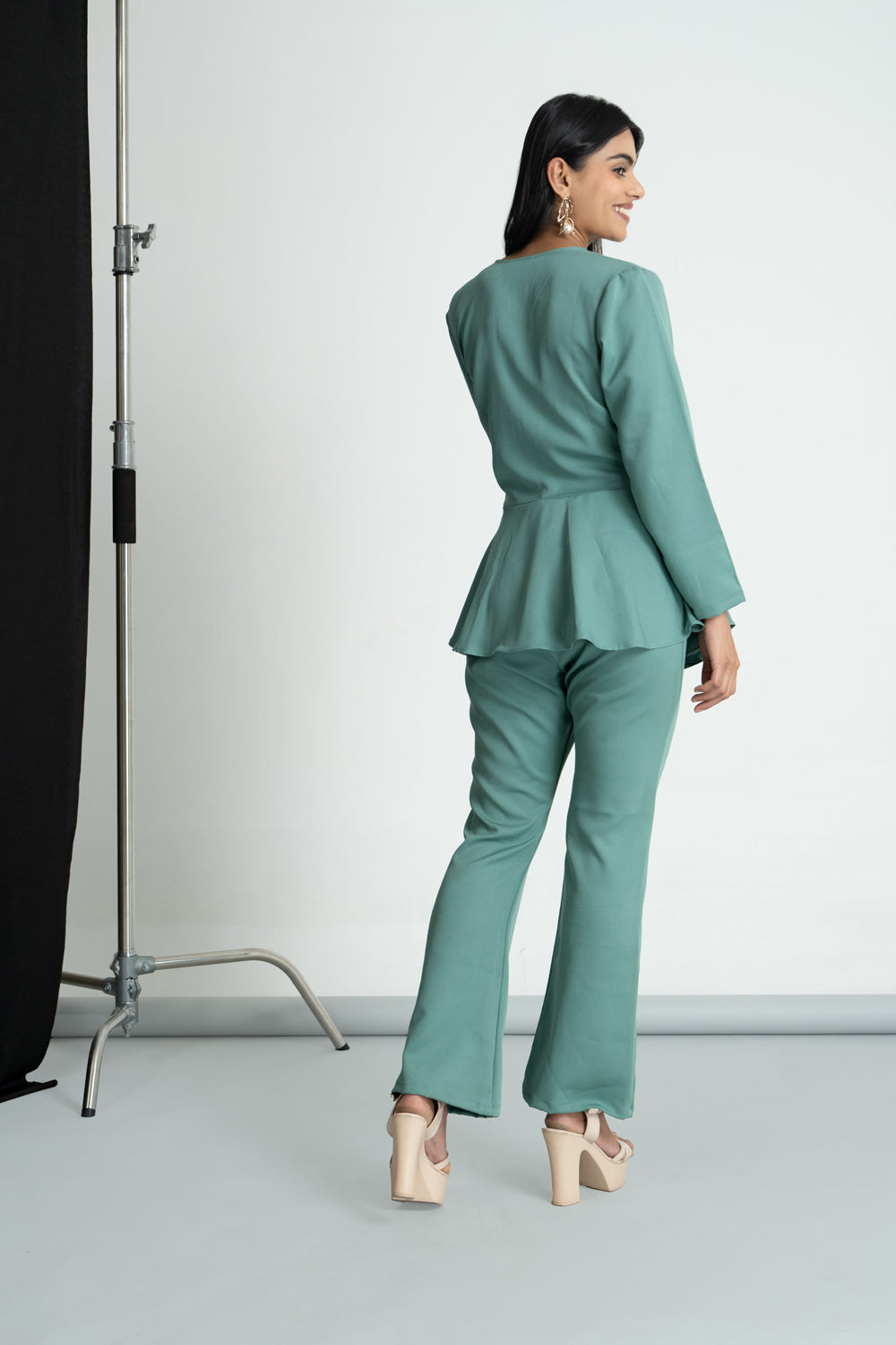 Mint Peplum Pleated Set