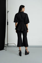 Black Peplum Top with Culottes