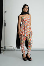 Floral printed peplum kurti and dhoti set