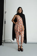Floral printed peplum kurti and dhoti set