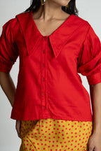 Red shirt and Polka Skirt Set