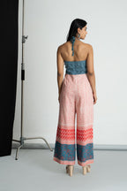 Red & Teal Halter Neck Jumpsuit