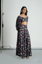 Grey Rayon Skirt Top Set
