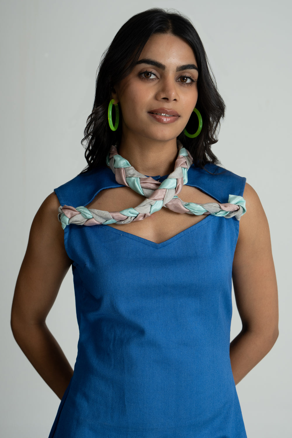 Blue Denim Braided Dress