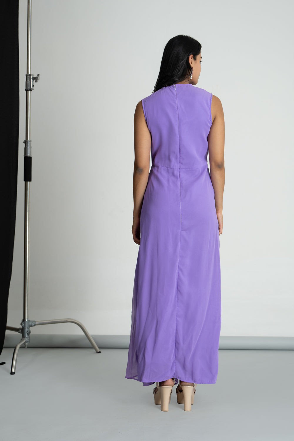 Lavender Georgette Pleated Dress