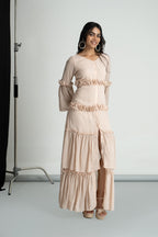 Peach Georgette Frill Dress