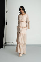 Peach Georgette Frill Dress