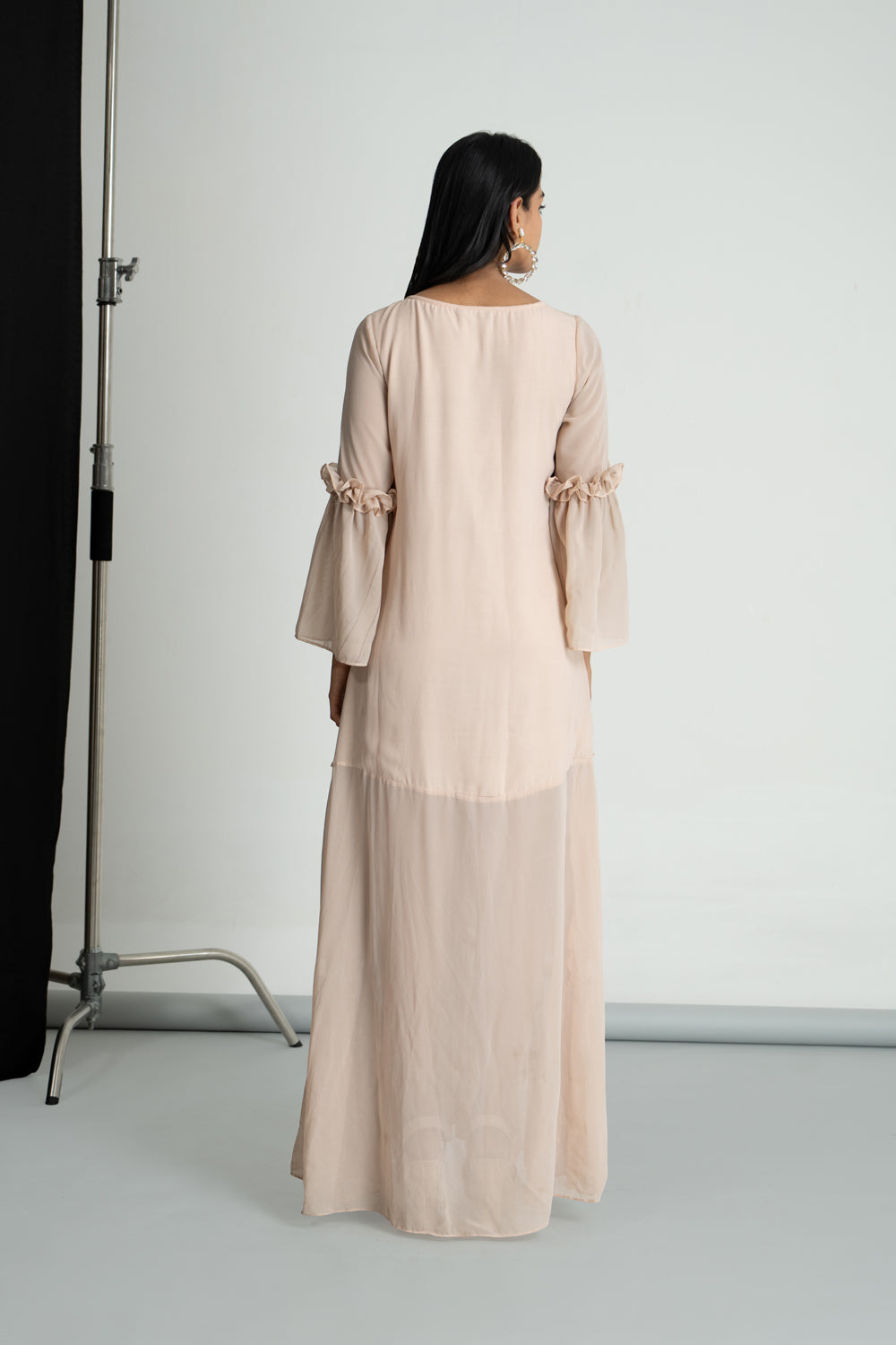Peach Georgette Frill Dress