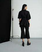 Black peplum co-ord set with culottes