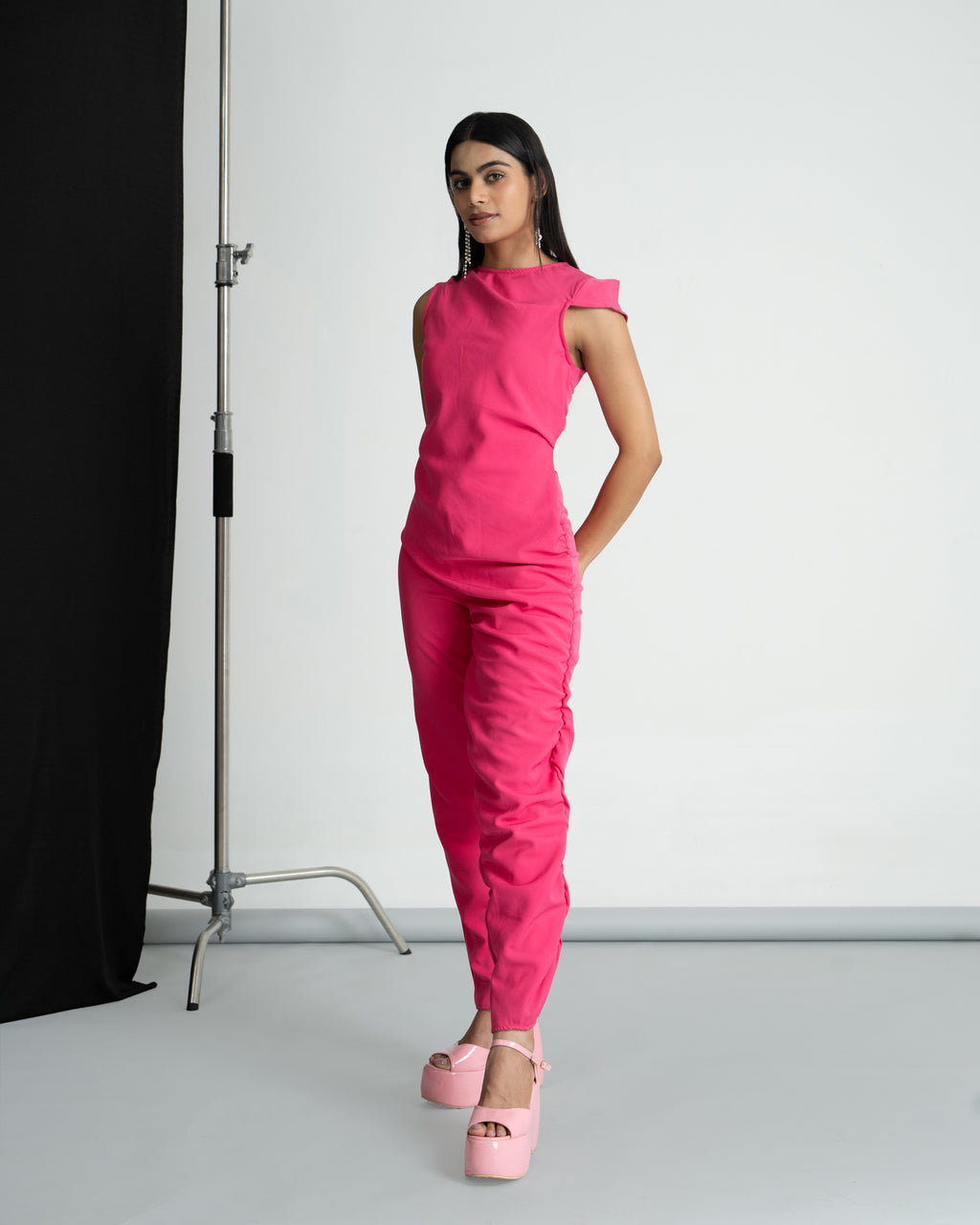 Hot Pink semi formal jumpsuit