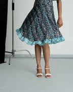 Grey printed off shoulder dress