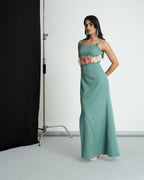 Mint Green 3D Floral Full Dress
