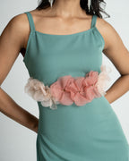 Mint Green 3D Floral Full Dress
