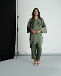 Olive green satin co-ord set