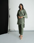 Olive green satin co-ord set