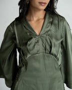 Olive green satin co-ord set