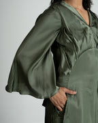 Olive green satin co-ord set