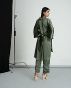 Olive green satin co-ord set