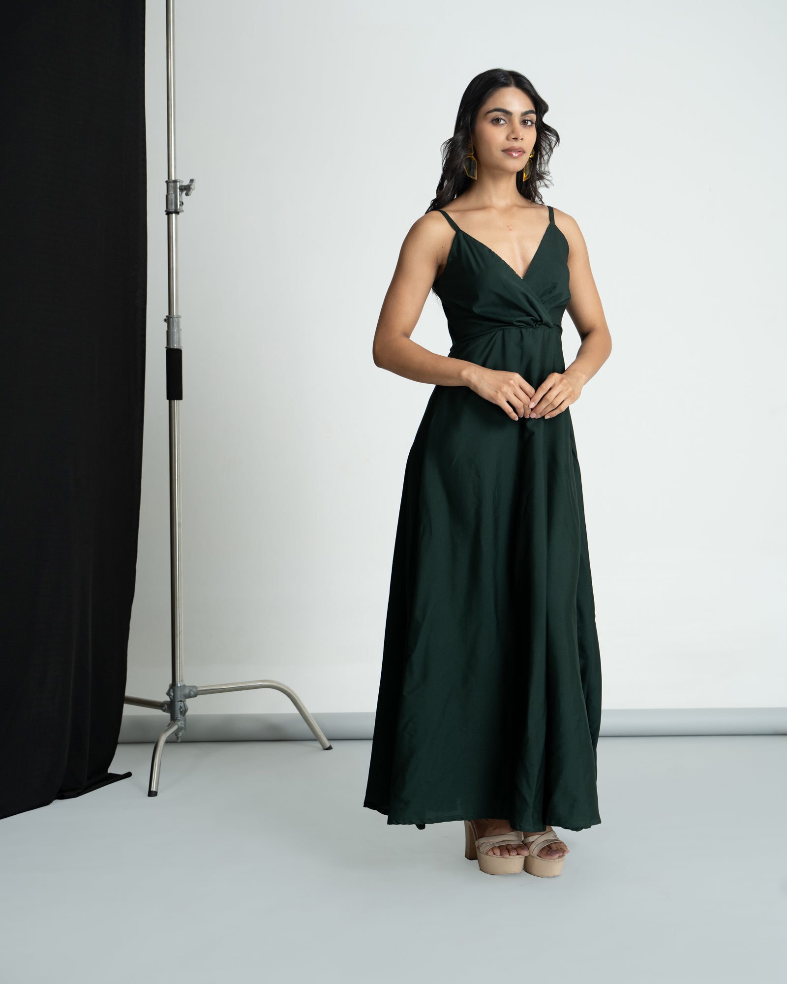Bottle Green Strap Dress