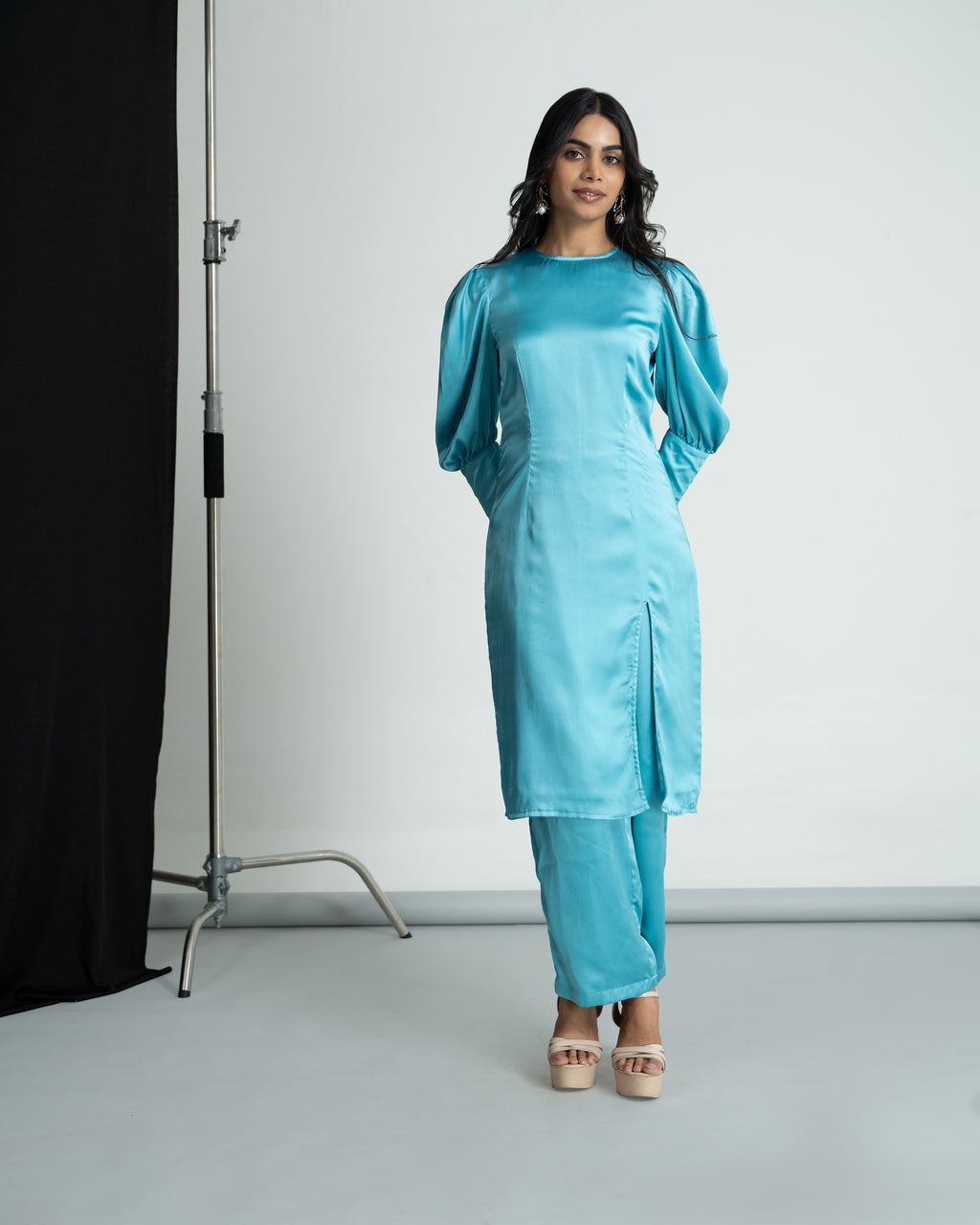 Blue satin co-ord set