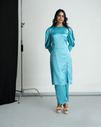 Blue satin co-ord set