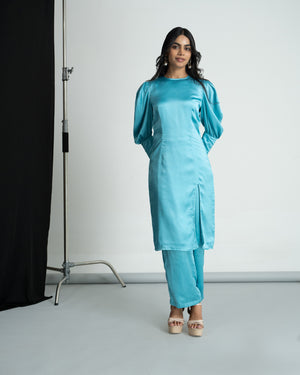 Blue satin co-ord set