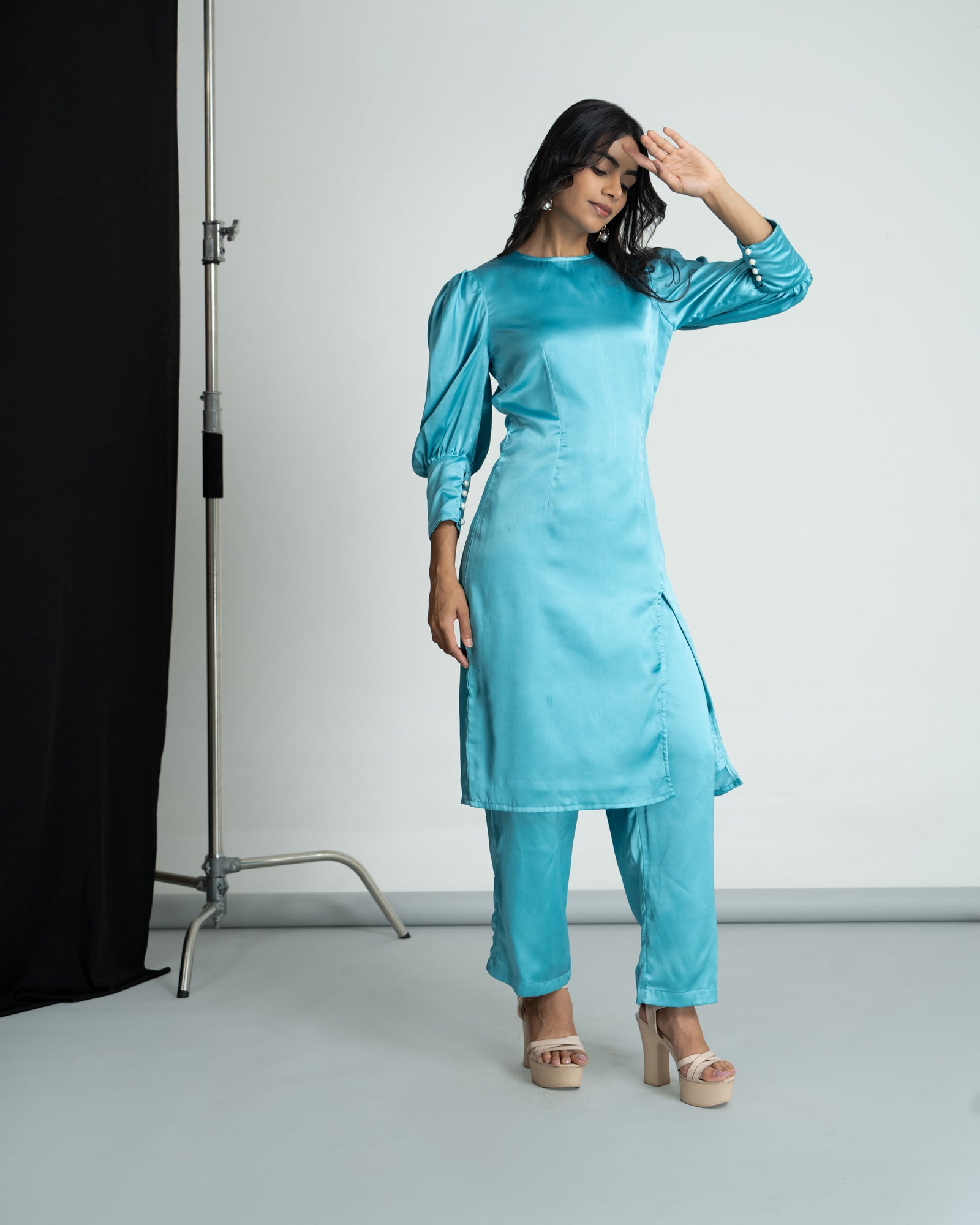 Blue satin co-ord set