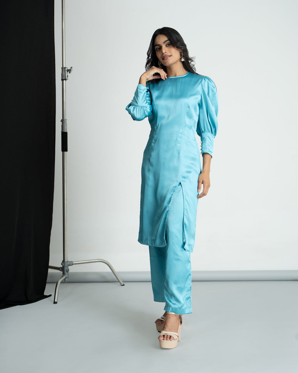 Blue satin co-ord set