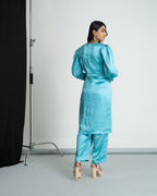 Blue satin co-ord set