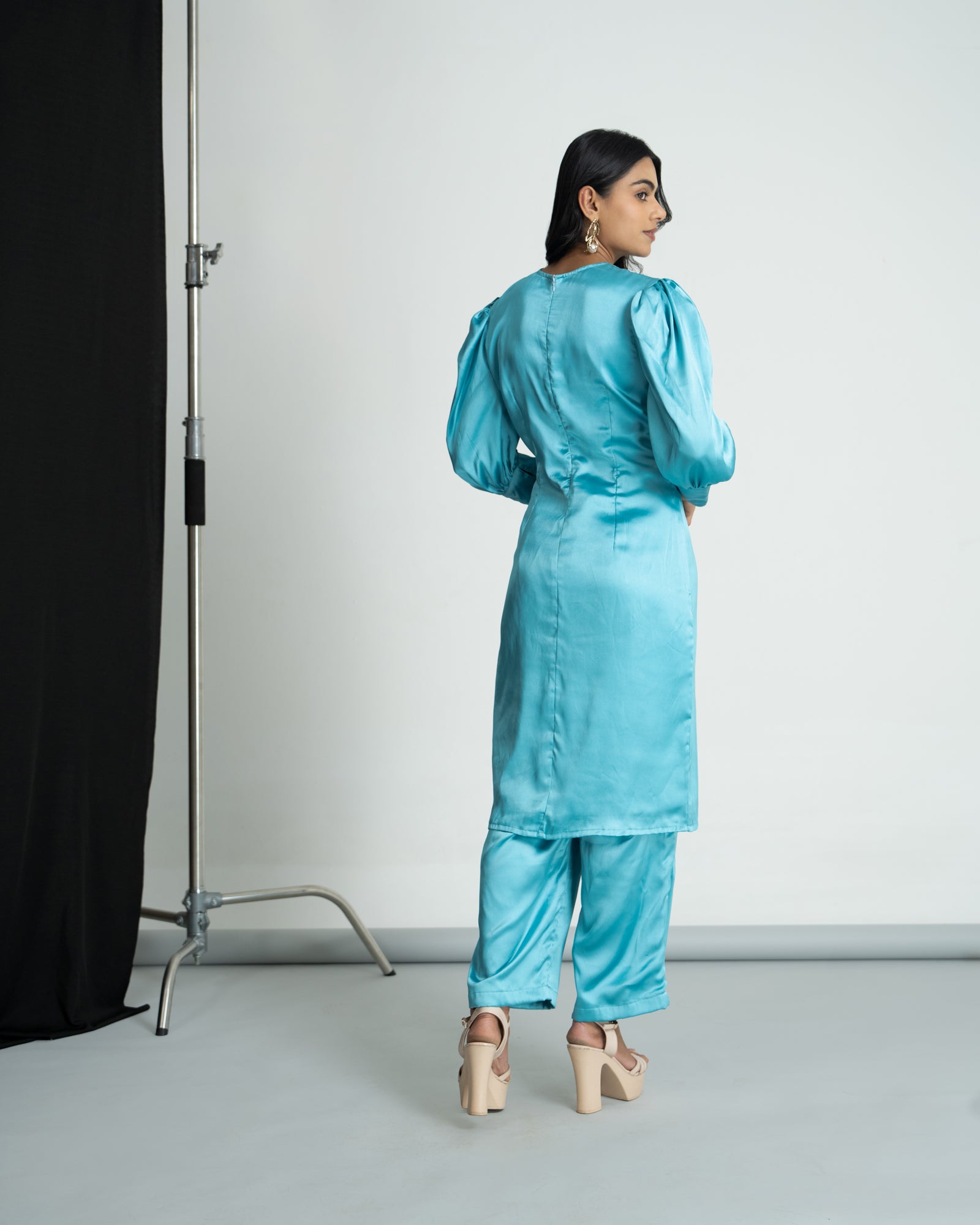 Blue satin co-ord set