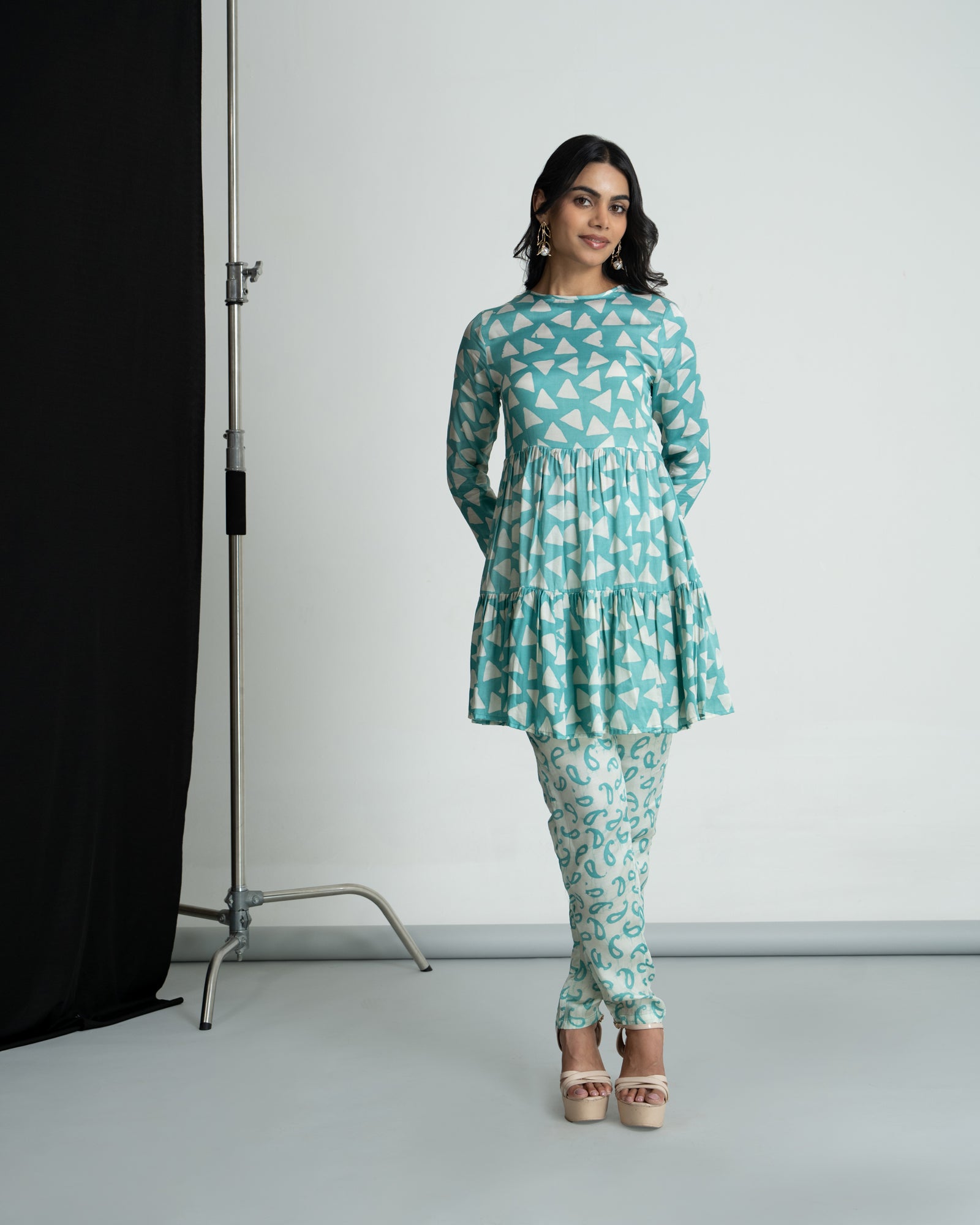Mint Green peplum Kurti with Pants