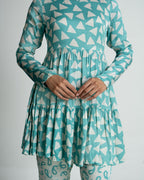 Mint Green peplum Kurti with Pants