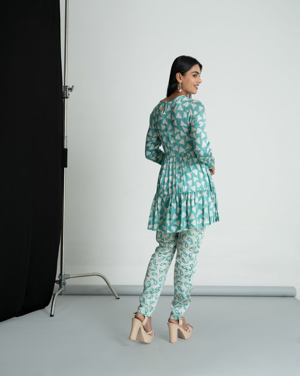 Mint Green peplum Kurti with Pants